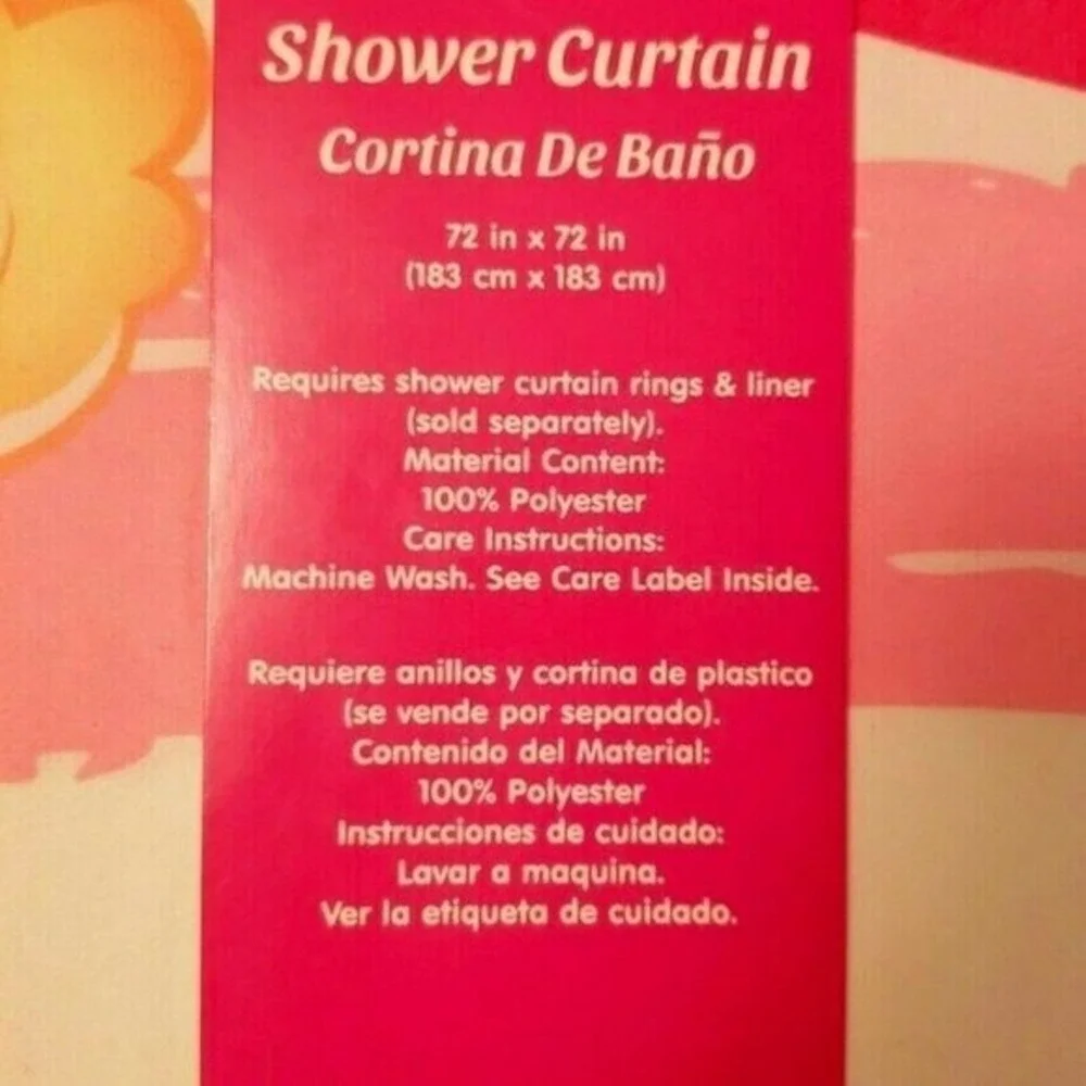 Shopkins Shower‎ Curtain Kids 72x72 Pink White Striped Heart Character Fabric
